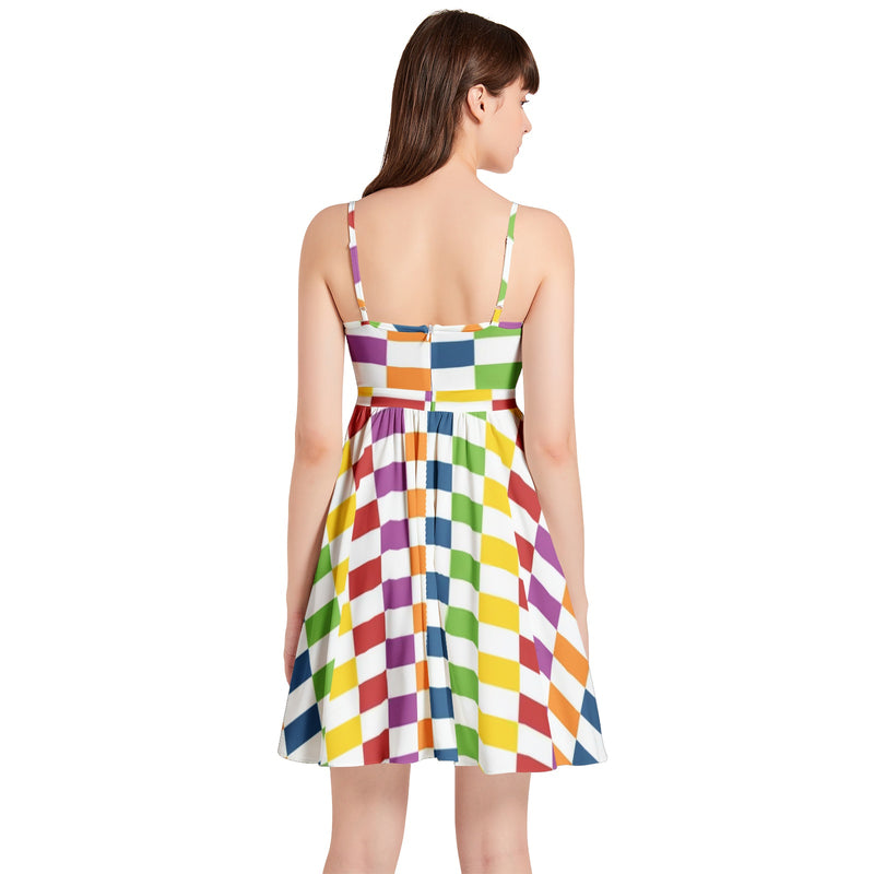 Spaghetti Strap Sleeveless Falred Hem Short Dress