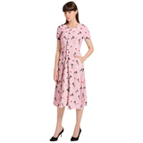 Puff Sleeve Button Through Dress