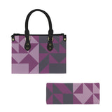 two tone puzzle purple PU Leather Handbag-Small (Model 1747)