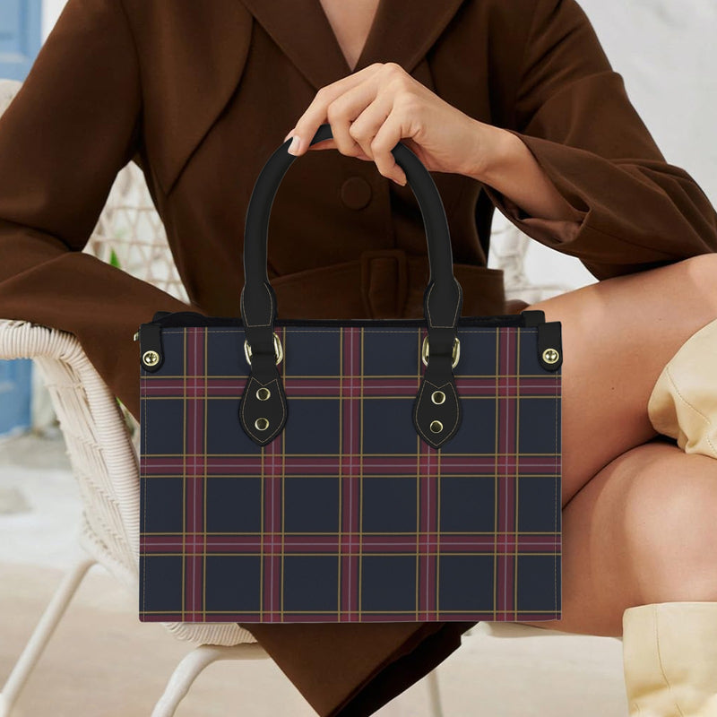 large plaid yoga_leggings_template-Recovered-Recovered PU Leather Handbag-Small (Model 1747)