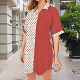 apple solid print Short Sleeve Button Front Shirt Dress
