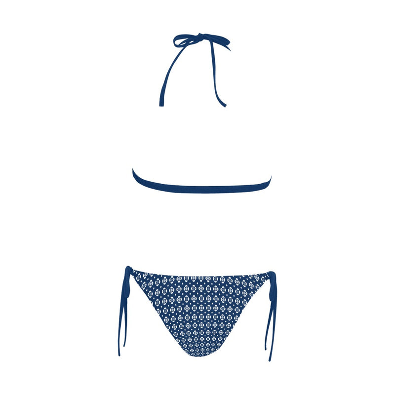 geo print 3 Buckle Front Halter Bikini Swimsuit (Model S08)