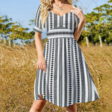 Tribal Sweetheart Neck Puff Sleeve Mini Dress