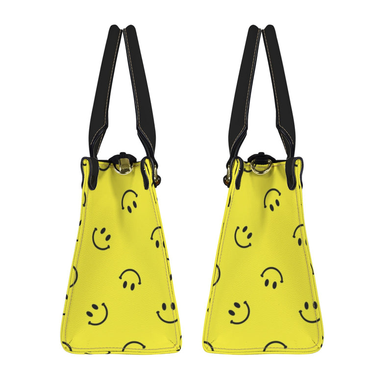 smiley face print 2A PU Leather Handbag-Small (Model 1747)