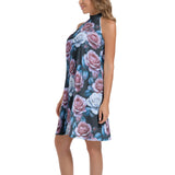 Tie Back Halter Neck Flared Dress