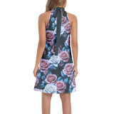 Tie Back Halter Neck Flared Dress