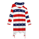 Stars and Stripes Off-Shoulder Hooded Dress