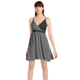 Eclectic Polka Dots Spaghetti Strap Sleeveless Flared Dress