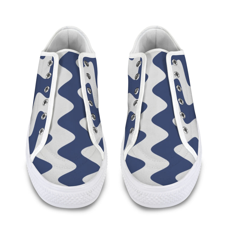 waves blue white print 2A Seattle Low Top Women's Shoes (Model 1013-6)