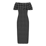 golden ratio rectangle print 2 Women's Off Shoulder Ruffle Boat Neck Dress (Model D71)