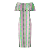 ALL GREEK 2 Women's Off Shoulder Ruffle Boat Neck Dress (Model D71)