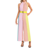 Halter Neck Buckle Belted Jumpsuit