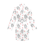 teddy bear and hearts print 2A Women's Long Sleeve Belted Night Robe