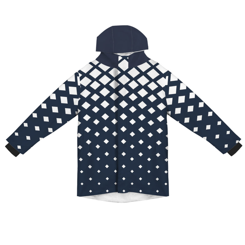 dk blue print 10K Men's Mid-Length Hooded Coat (Model H69)