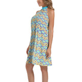 Tie Back Halter Neck Flared Dress