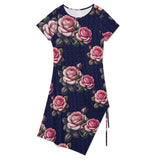 Drawstring Slit Hem Dress Split Dress