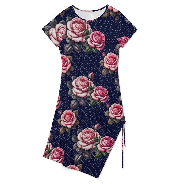 Drawstring Slit Hem Dress Split Dress