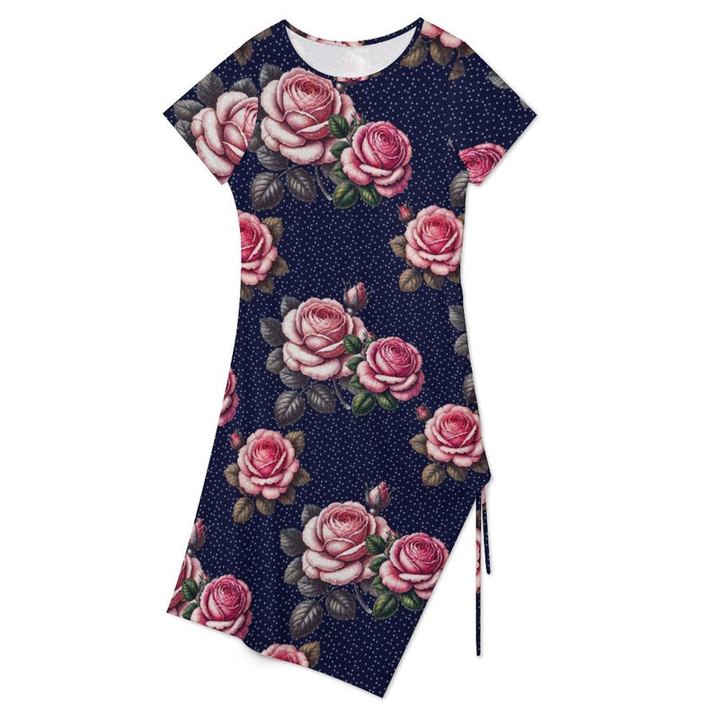 Drawstring Slit Hem Dress Split Dress