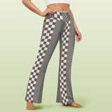 woodland checkered print High Waist Crossover Tummy Control Flare Leggings