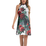 Tie Back Halter Neck Flared Dress