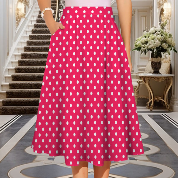 Polka Dots Waist Pocket Midi Skirt