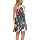 Tie Back Halter Neck Flared Dress