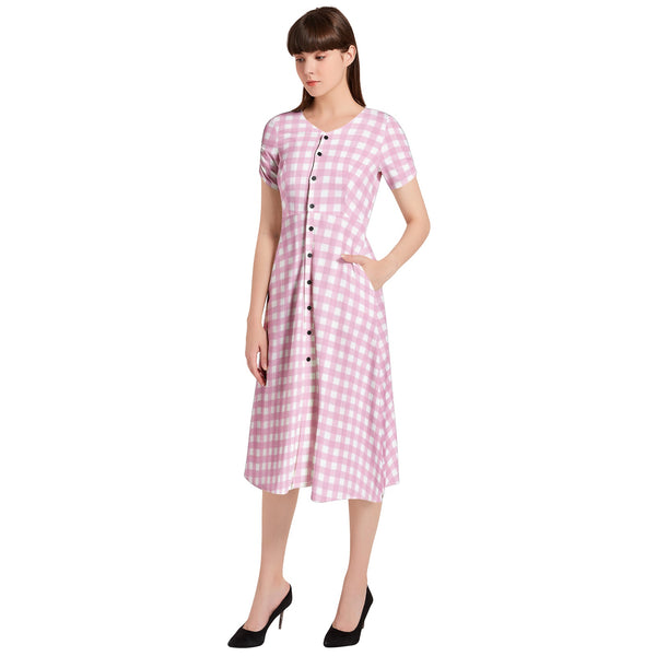 Puff Sleeve Button Through Dress