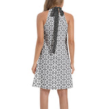 Tie Back Halter Neck Flared Dress