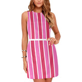 candy cane striped print 3B Eos Women's Sleeveless Dress (Model D01)