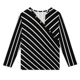 Women&#039;s Asymmetrical Neck Button-Up Shirt Long sleeved T-shirt