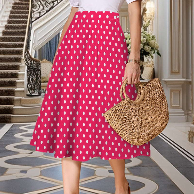 Polka Dots Waist Pocket Midi Skirt
