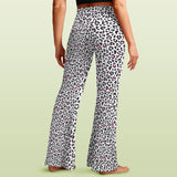 snow leopard pink accented print 2A High Waist Crossover Tummy Control Flare Leggings