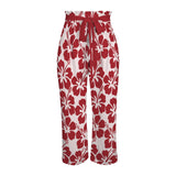 maroon solid print 2 Strappy Elastic Waist Wide Leg Pants with Pockets