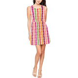 lifesaver colored print Thea Sleeveless Skater Dress(Model D19)
