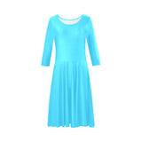 light blue d08 pepper green stripes front Tethys Half-Sleeve Skater Dress(Model D20)