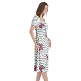 Puff Sleeve Split Thigh Midi Dress