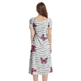Puff Sleeve Split Thigh Midi Dress