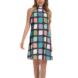 Tie Back Halter Neck Flared Dress