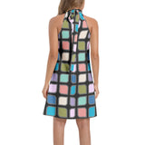 Tie Back Halter Neck Flared Dress