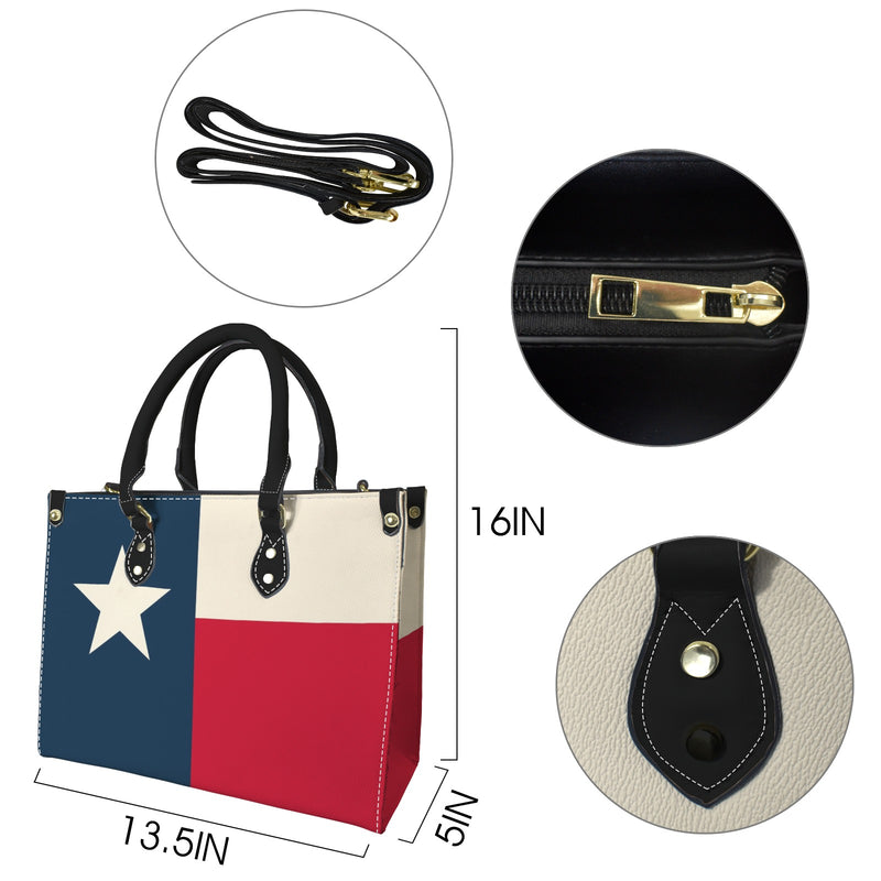 tex flag print 2z PU Leather Handbag-Medium (Model 1747)