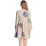 Lantern Sleeve Deep V-Neck Short Dress