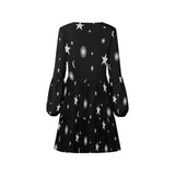 bw stars sun moon print V-Neck Loose Fit Dress (Model D62)