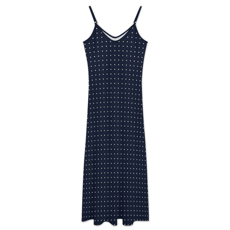 POlka Dot Sleeveless Strappy Maxi Dress