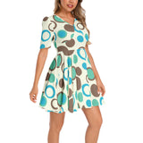 On the Spot Short Sleeve Ruched Bust Flared Hem Dress