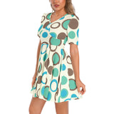 On the Spot Short Sleeve Ruched Bust Flared Hem Dress