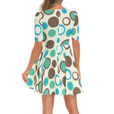 On the Spot Short Sleeve Ruched Bust Flared Hem Dress