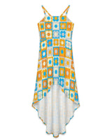 Retro Petals High-Low Spaghetti Tailcoat Skirted Strap Dress