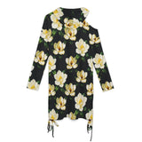 Long sleeved off shoulder skirt Off-Shoulder Hooded Dress