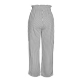 micro striped bw print Strappy Elastic Waist Wide Leg Pants with Pockets