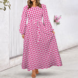 Got Sol Round Neck Long Sleeve Belted Maxi Dress
